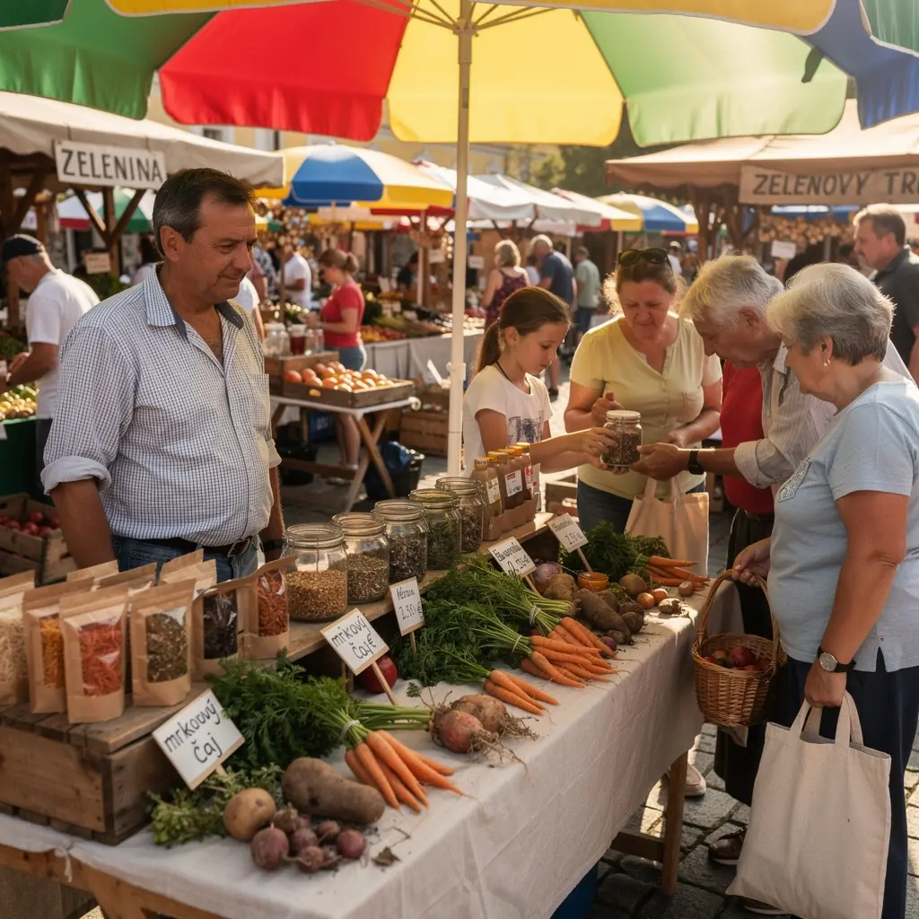 Ručne vyrobená keramická šálka s čajom a kúsok mrkvy vedľa nej.